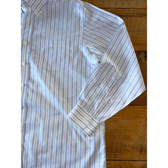 Mens Brooks Brothers White Blue‎ Long Sleeve Supima Cotton Button Down 17-35 - Picture 2 of 10